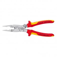 Cleste multifunctional pentru electricieni, cu suprafata cromata si manere cu manson bicomponent VDE 1000 V, Knipex
