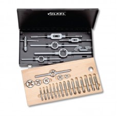 Trusa filetare cu tarozi de mana si filiere, HSS, metric, M5 - M12, fara burghiu, set 22 piese, VOLKEL